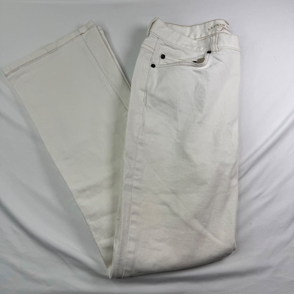 Lauren Ralph Lauren Jeans Co Premium White Straight Leg High Rise Denim Pants 10